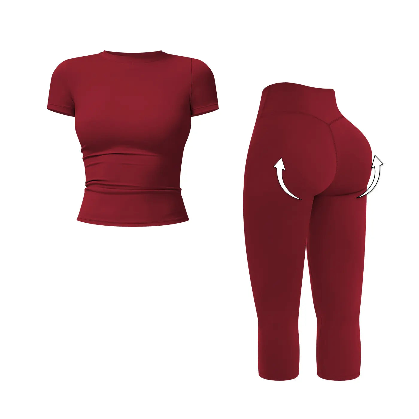 MFVIM WomenβS Breathable Body-Shaping Yoga Outfit, High-Waisted Quick-Dry Fitness Wear, Versatile Three-Quarter Shorts Sports Set,Summerwins