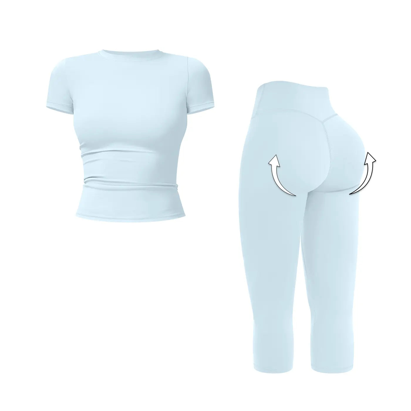 MFVIM Women’S Breathable Body-Shaping Yoga Outfit, High-Waisted Quick-Dry Fitness Wear, Versatile Three-Quarter Shorts Sports Set,Summerwins