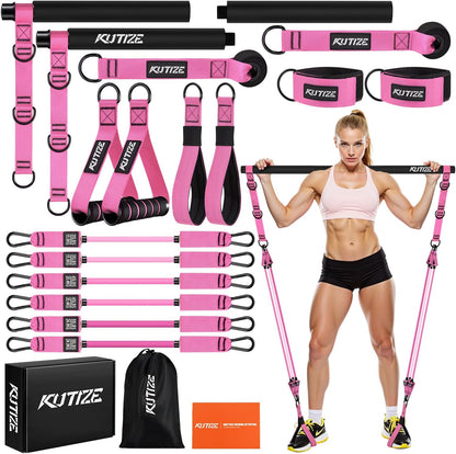 Pilates Bar Kit with Resistance Bands, Heavy Duty Pilates Equipment for Men, Training Bands with Handles for Legs, Hip, Back, Arm, Abs, Chest, Shoulders, Portable Home Gym Workout Equipment
