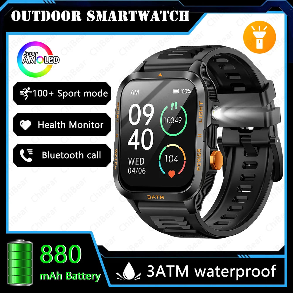 Explore the Great Outdoors with Our 2025 Outdoor Smartwatch - 1.96-Inch HD Screen, 880mAh Battery, and 3ATM Waterproof Design!