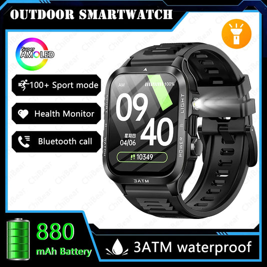 Explore the Great Outdoors with Our 2025 Outdoor Smartwatch - 1.96-Inch HD Screen, 880mAh Battery, and 3ATM Waterproof Design!