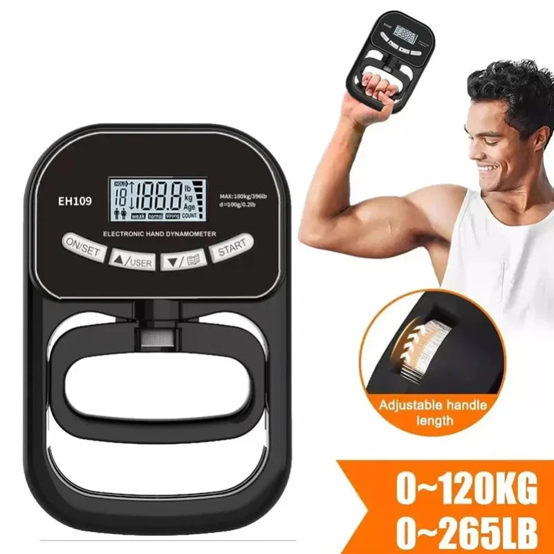 Elevate Your Strength Training with the 265Lbs Digital Grip Strength Tester - USB Rechargeable Hand Dynamometer for Accurate Performance Measurement