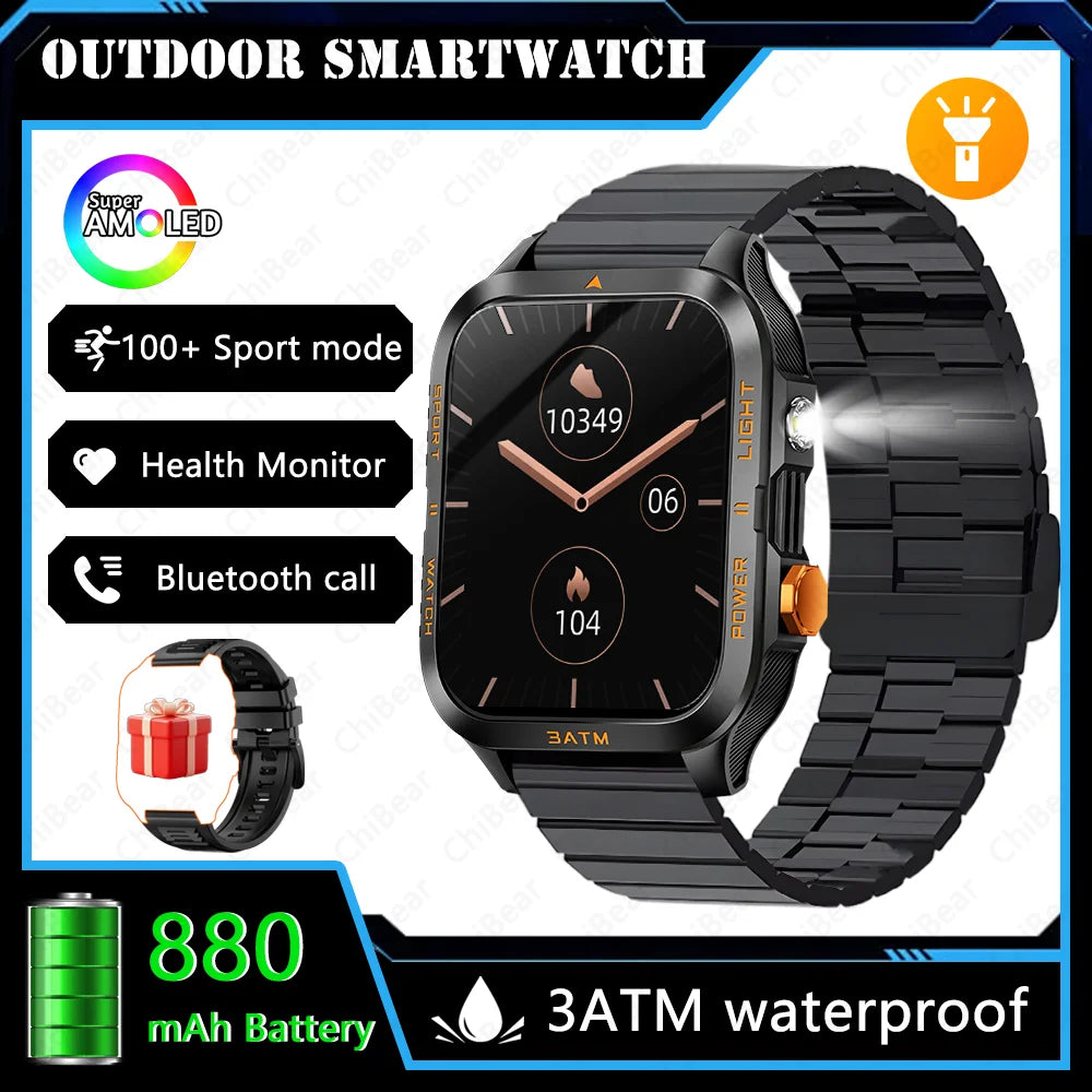 Explore the Great Outdoors with Our 2025 Outdoor Smartwatch - 1.96-Inch HD Screen, 880mAh Battery, and 3ATM Waterproof Design!