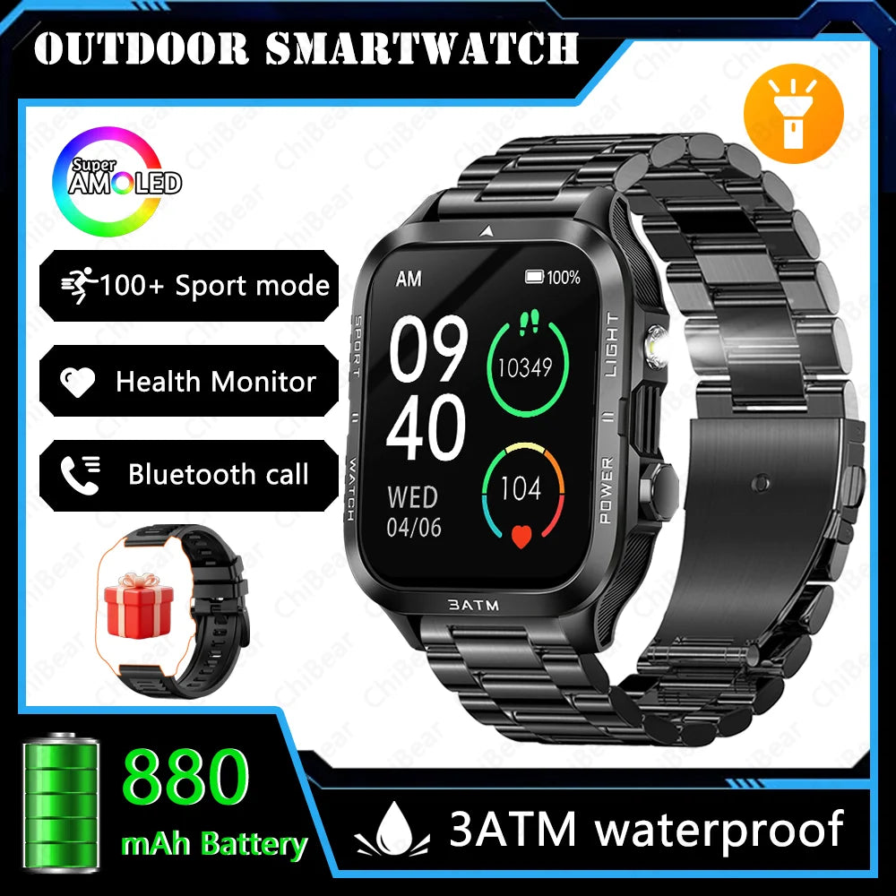 Explore the Great Outdoors with Our 2025 Outdoor Smartwatch - 1.96-Inch HD Screen, 880mAh Battery, and 3ATM Waterproof Design!
