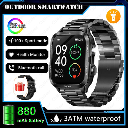 Explore the Great Outdoors with Our 2025 Outdoor Smartwatch - 1.96-Inch HD Screen, 880mAh Battery, and 3ATM Waterproof Design!