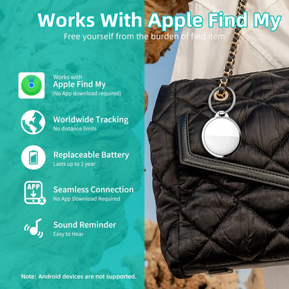 Compact Bluetooth GPS Tracker for Apple Devices - Find My App Compatible Tag for Keys, Wallets, and Bags