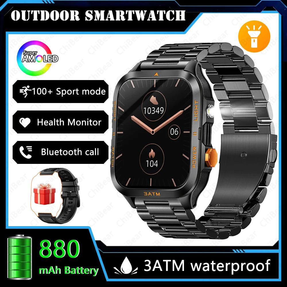 Explore the Great Outdoors with Our 2025 Outdoor Smartwatch - 1.96-Inch HD Screen, 880mAh Battery, and 3ATM Waterproof Design!