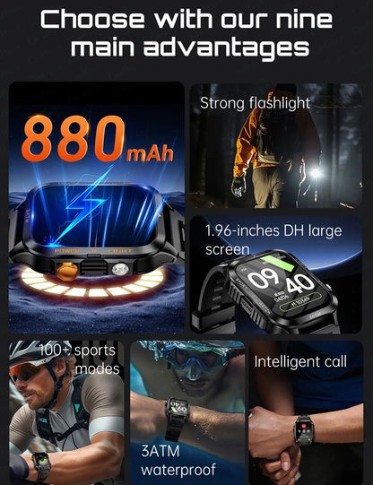 Explore the Great Outdoors with Our 2025 Outdoor Smartwatch - 1.96-Inch HD Screen, 880mAh Battery, and 3ATM Waterproof Design!