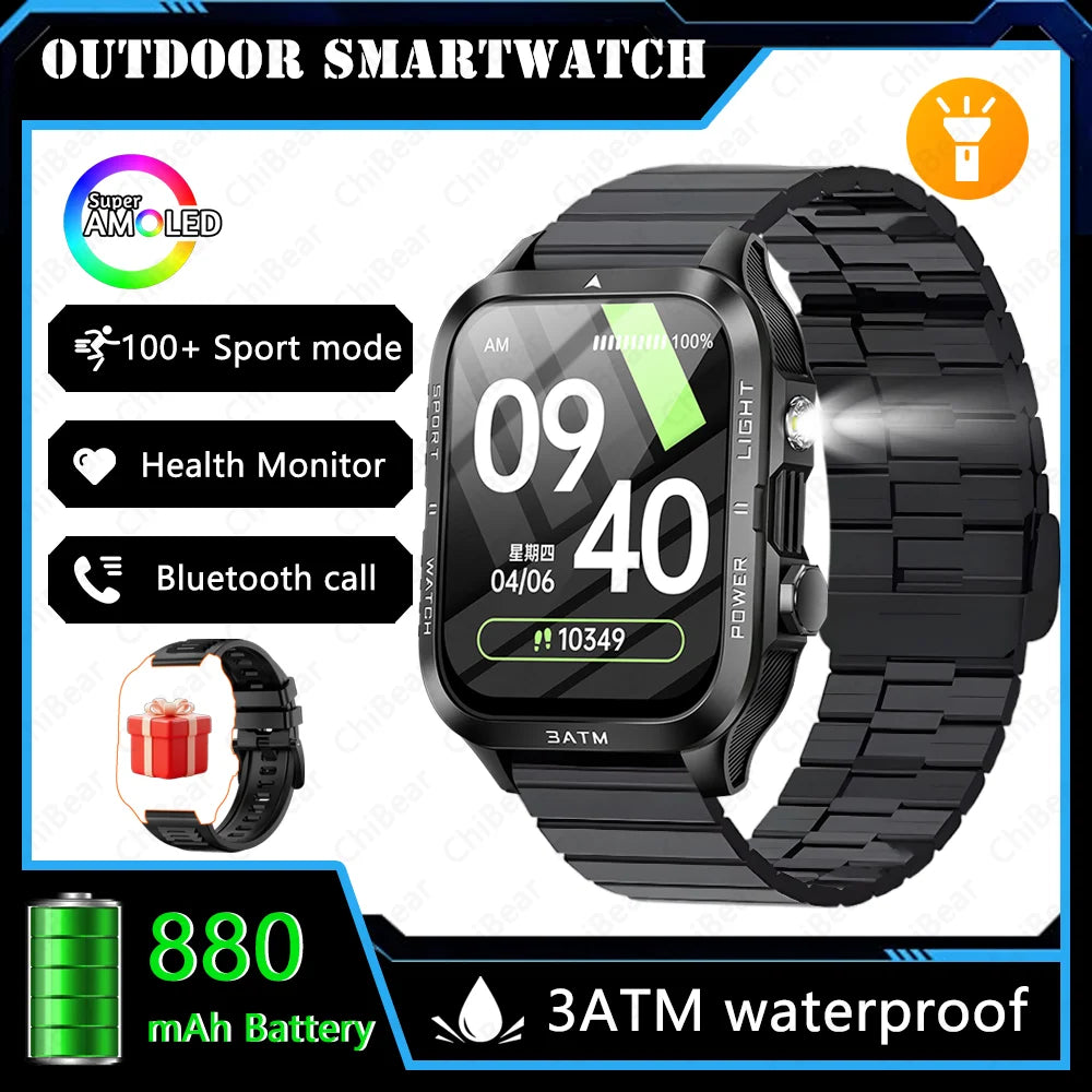 Explore the Great Outdoors with Our 2025 Outdoor Smartwatch - 1.96-Inch HD Screen, 880mAh Battery, and 3ATM Waterproof Design!