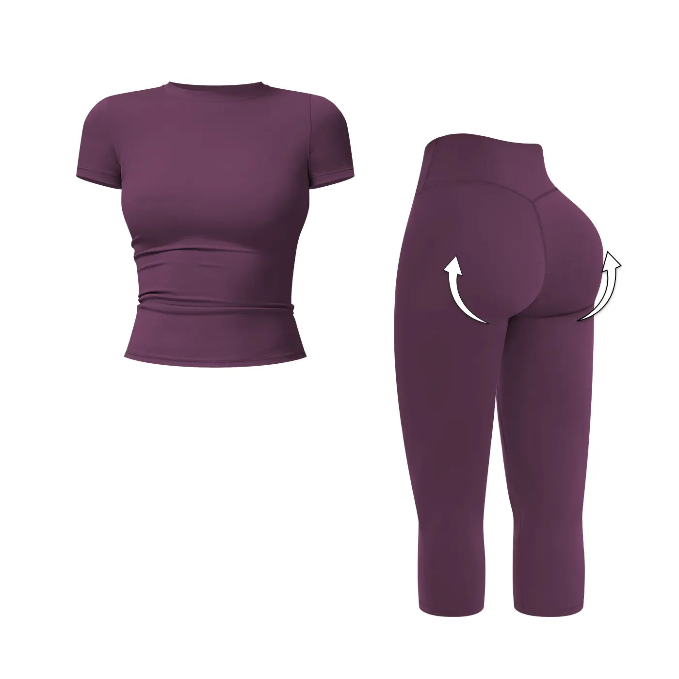 MFVIM Women’S Breathable Body-Shaping Yoga Outfit, High-Waisted Quick-Dry Fitness Wear, Versatile Three-Quarter Shorts Sports Set,Summerwins